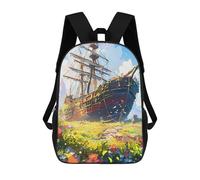 sinyumoney Kids Fantasy Ship in Bloom Backpack for Boys And Girls, Kid Backpack Travel Bagpack School Bag for Teenagers 17inch