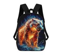 sinyumoney Kids Flaming Tiger Artwork -6 Backpack for Boys And Girls, Kid Backpack Travel Bagpack School Bag for Teenagers 17inch