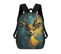 sinyumoney Kids Golden Deer Art Print Backpack for Boys And Girls, Kid Backpack Travel Bagpack School Bag for Teenagers 17inch