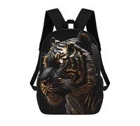 sinyumoney Kids Golden Tiger Portrait Backpack for Boys And Girls, Kid Backpack Travel Bagpack School Bag for Teenagers 17inch