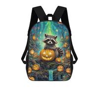 sinyumoney Kids Halloween Raccoon in Forest Backpack for Boys And Girls, Kid Backpack Travel Bagpack School Bag for Teenagers 17inch