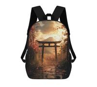 sinyumoney Kids Japanese Torii Gate with Falling Leaves Backpack for Boys And Girls, Kid Backpack Travel Bagpack School Bag for Teenagers 17inch