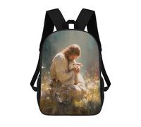 sinyumoney Kids Jesus with Lamb in Field -1 Backpack for Boys And Girls, Kid Backpack Travel Bagpack School Bag for Teenagers 17inch