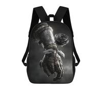 sinyumoney Kids Medieval Knight's Armor Holding Black Rose Backpack for Boys And Girls, Kid Backpack Travel Bagpack School Bag for Teenagers 17inch