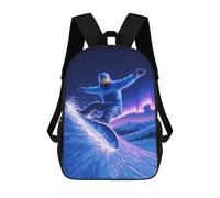 sinyumoney Kids Neon Aurora Snowboarding Adventure Backpack for Boys And Girls, Kid Backpack Travel Bagpack School Bag for Teenagers 17inch