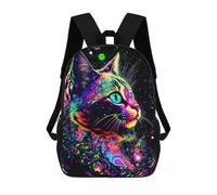sinyumoney Kids Neon Cat Artwork Backpack for Boys And Girls, Kid Backpack Travel Bagpack School Bag for Teenagers 17inch