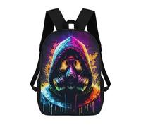 sinyumoney Kids Neon Gas Mask Artwork -1 Backpack for Boys And Girls, Kid Backpack Travel Bagpack School Bag for Teenagers 17inch