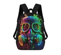 sinyumoney Kids Neon Gas Mask Artwork-5 Backpack for Boys And Girls, Kid Backpack Travel Bagpack School Bag for Teenagers 17inch
