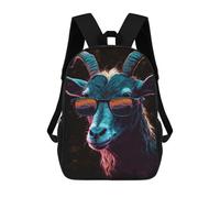 sinyumoney Kids Neon Goat Sunglasses Art Backpack for Boys And Girls, Kid Backpack Travel Bagpack School Bag for Teenagers 17inch