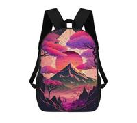 sinyumoney Kids Neon Mountain Dreamscape Backpack for Boys And Girls, Kid Backpack Travel Bagpack School Bag for Teenagers 17inch