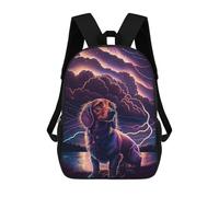 sinyumoney Kids Neon Night Sky Dog Art Print Backpack for Boys And Girls, Kid Backpack Travel Bagpack School Bag for Teenagers 17inch