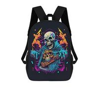 sinyumoney Kids Neon Skull Art Print Backpack for Boys And Girls, Kid Backpack Travel Bagpack School Bag for Teenagers 17inch