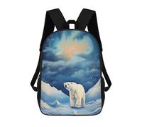 sinyumoney Kids Polar Bear Under Moonlit Sky Backpack for Boys And Girls, Kid Backpack Travel Bagpack School Bag for Teenagers 17inch