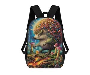 sinyumoney Kids Rainbow Hedgehog in Fantasy Forest Backpack for Boys And Girls, Kid Backpack Travel Bagpack School Bag for Teenagers 17inch