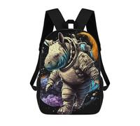 sinyumoney Kids Rhinoceros Astronaut in Space-2 Backpack for Boys And Girls, Kid Backpack Travel Bagpack School Bag for Teenagers 17inch