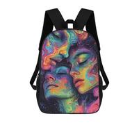 sinyumoney Kids School Backpack 3D Printed Abstract Faces in Color Backpack Rucksack Sports Backpacks For Boys And Girls Fashion Knapsack 17inch