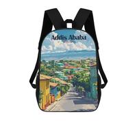 sinyumoney Kids School Backpack 3D Printed Addis Ababa Cityscape Backpack Rucksack Sports Backpacks for Boys And Girls Fashion Knapsack 17inch