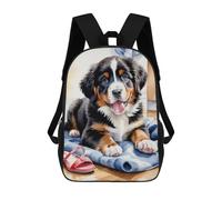 sinyumoney Kids School Backpack 3D Printed Adorable Bernese Mountain Dog Pup 17 Inch Backpack Rucksack Sports Backpacks for Boys And Girls Fashion Knapsack