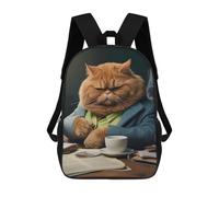 sinyumoney Kids School Backpack 3D Printed Angry Cat In Office Backpack Rucksack Sports Backpacks For Boys And Girls Fashion Knapsack 17inch