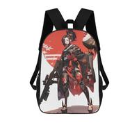 sinyumoney Kids School Backpack 3D Printed Anime Girl with Rifle And Rooster 17 Inch Backpack Rucksack Sports Backpacks for Boys And Girls Fashion Knapsack