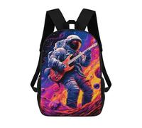 sinyumoney Kids School Backpack 3D Printed Astro Playing Guitars 2 17 Inch Backpack Rucksack Sports Backpacks for Boys And Girls Fashion Knapsack