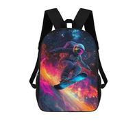 sinyumoney Kids School Backpack 3D Printed Astronaut Snowboarding in Space Backpack Rucksack Sports Backpacks for Boys And Girls Fashion Knapsack 17inch