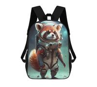 sinyumoney Kids School Backpack 3D Printed Astronaut Space Red Panda 17 Inch Backpack Rucksack Sports Backpacks for Boys And Girls Fashion Knapsack