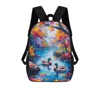 sinyumoney Kids School Backpack 3D Printed Autumn Ducks by The Lake Backpack Rucksack Sports Backpacks for Boys And Girls Fashion Knapsack 17inch