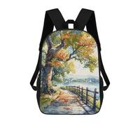 sinyumoney Kids School Backpack 3D Printed Autumn Serenity Path Backpack Rucksack Sports Backpacks For Boys And Girls Fashion Knapsack 17inch