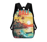 sinyumoney Kids School Backpack 3D Printed Bali Indonesia Backpack Rucksack Sports Backpacks for Boys And Girls Fashion Knapsack 17inch