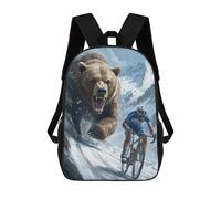 sinyumoney Kids School Backpack 3D Printed Bear Chase Cycling Backpack Rucksack Sports Backpacks For Boys And Girls Fashion Knapsack 17inch