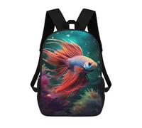 sinyumoney Kids School Backpack 3D Printed Betta Fish Backpack Rucksack Sports Backpacks for Boys And Girls Fashion Knapsack 17inch