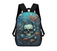 sinyumoney Kids School Backpack 3D Printed Bio Punk Music Skull Water Backpack Rucksack Sports Backpacks for Boys And Girls Fashion Knapsack 17inch