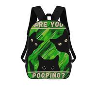 sinyumoney Kids School Backpack 3D Printed BLACK CAT ARE YOU POOPING Backpack Rucksack Sports Backpacks for Boys And Girls Fashion Knapsack 17inch