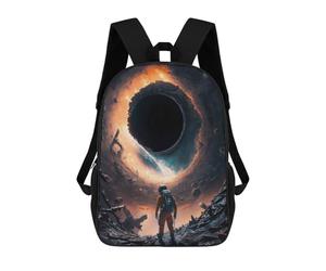 sinyumoney Kids School Backpack 3D Printed Black Hole's Edge Astronaut's Journey Backpack Rucksack Sports Backpacks For Boys And Girls Fashion Knapsack 17inch