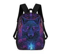 sinyumoney Kids School Backpack 3D Printed Black Light Wolf Backpack Rucksack Sports Backpacks For Boys And Girls Fashion Knapsack 17inch
