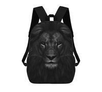 sinyumoney Kids School Backpack 3D Printed Black Lion Head Artwork 17 Inch Backpack Rucksack Sports Backpacks for Boys And Girls Fashion Knapsack