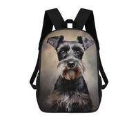 sinyumoney Kids School Backpack 3D Printed Black Miniature Schnauzer Portrait Backpack Rucksack Sports Backpacks for Boys And Girls Fashion Knapsack 17inch