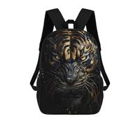 sinyumoney Kids School Backpack 3D Printed Black Tiger in Gold Backpack Rucksack Sports Backpacks For Boys And Girls Fashion Knapsack 17inch
