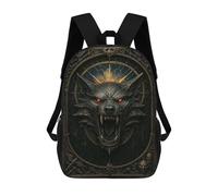 sinyumoney Kids School Backpack 3D Printed Black Wolf Head - Gothic Metal Fantasy Poster 17 Inch Backpack Rucksack Sports Backpacks for Boys And Girls Fashion Knapsack
