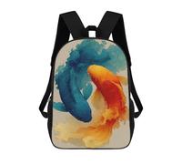 sinyumoney Kids School Backpack 3D Printed Blue And Orange Koi Fish Illustration Backpack Rucksack Sports Backpacks For Boys And Girls Fashion Knapsack 17inch