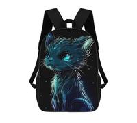 sinyumoney Kids School Backpack 3D Printed Blue Cat Digital Art 17 Inch Backpack Rucksack Sports Backpacks for Boys And Girls Fashion Knapsack