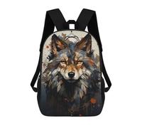 sinyumoney Kids School Backpack 3D Printed Boho Wolf Portrait 17 Inch Backpack Rucksack Sports Backpacks for Boys And Girls Fashion Knapsack