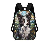 sinyumoney Kids School Backpack 3D Printed Border Collie Dog Stained Backpack Rucksack Sports Backpacks For Boys And Girls Fashion Knapsack 17inch