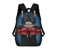 sinyumoney Kids School Backpack 3D Printed Boxer Tuxedo Cat Backpack Rucksack Sports Backpacks for Boys And Girls Fashion Knapsack 17inch