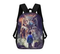 sinyumoney Kids School Backpack 3D Printed Boy And Giant Owl Backpack Rucksack Sports Backpacks For Boys And Girls Fashion Knapsack 17inch