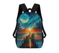 sinyumoney Kids School Backpack 3D Printed Bridge to Ocean Painting Backpack Rucksack Sports Backpacks For Boys And Girls Fashion Knapsack 17inch