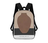 sinyumoney Kids School Backpack 3D Printed Brown Pottery Vase Art Print Backpack Rucksack Sports Backpacks For Boys And Girls Fashion Knapsack 17inch