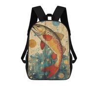 sinyumoney Kids School Backpack 3D Printed Brown Trout on Wood Panel Art Fishing Cabin Decoration Backpack Rucksack Sports Backpacks For Boys And Girls Fashion Knapsack 17inch