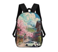 sinyumoney Kids School Backpack 3D Printed Car Civic Type R Cherry Blossoms Backpack Rucksack Sports Backpacks for Boys And Girls Fashion Knapsack 17inch